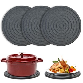 3 Pack Trivets for Hot Dishes Decorative Diatomite Stone Drying Tray for Kitchen Counter Black Silicone Trivets for Hot Pots and Pans Large Coasters Ceramic Trivet Set Round Bathroom Decor Trays
