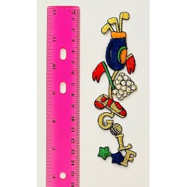 Golf Bag With Golf Clubs Patch Golfing Sports Golf Balls Appliqué Colorful