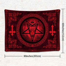 SHRAPHY Goat Head Pentagram Tapestry 80x60 Inches Gothic Devil Demon Satanic Symbol Tapestry Mysterious Hippie Tapestry Wall Hanging for Living Room GTXTUH384