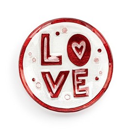 DEMDACO Decorative Valentines Serving Dining Dish Appetizer Plate, 6.5 Inch Glass, Love
