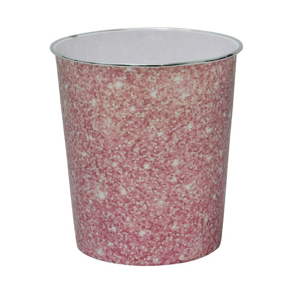 JVL Small Pink Sparkle Waste Paper Bin, 24.5cm x 26.5cm approx, One Size