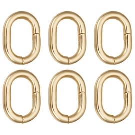 SUNNYCLUE 1 Box of 6 Genuine 18K Gold-Plated Release Spring O Rings 0.5 Inch Oval Spring O Ring Gate Rings Purse Hardware Key Ring Clasps Carabiner Clip Snap Hook Closure Rings