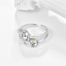 KINGWHYTE Fidget Rings for Anxiety Women 925 Sterling Silver Anxiety Worry Ring Mood Finger Ring Jewellery Anxiety Gifts for Women Girls