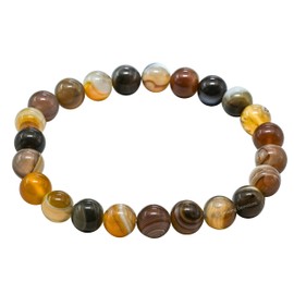 Amazing Gemstone Botswana Agate Bracelet for Women Men's Gifts - Protection Healing Crystal Bracelet - 8mm Beaded Stretchable Bracelet Pulseras Para Hombres Mujer Stocking Stuffers