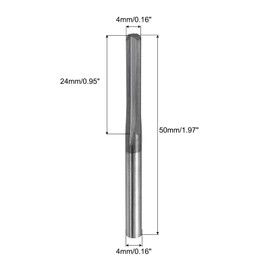 sourcing map Chucking Reamer 4mm H7 Solid Carbide Lathe Machine Reamer 4 Spiral Flutes Straight Shank Milling Cutter Tool for Metal Wood Hole Reaming