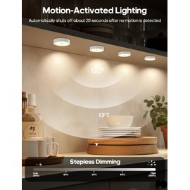 Goodea Led Under Cabinet Lights, Motion Sensor Rechargeable Light, 1000mAh Puck Lights with IR Remote, Under Counter Lights for Kitchen,cabinets,Closet,Stairs Indoor