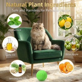 LTDNB Cat Repellent Outdoor & Indoor, Natural Peppermint Oil Cat Deterrent Balls Outdoor Indoor Keep Cats Off Yard Garden Lawn and Chew 10Pack (Green)