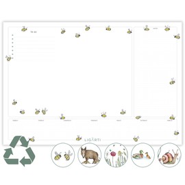 Ligarti Desk Pad Paper (100% Sustainable) A3+ Weekly Planner Pad with To Do List and Changing Motifs - Weekly Planner Undated, Desk Mat (Forest Meadow)