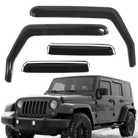 ZXMOTO Rain Guards Side Window Visor Vent Outside Mount, 4PCS Fits for Jeep Wrangler JK 2007-2018 4door