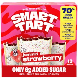 Smart Tart Toaster Pastries Frosted Strawberry - Low Sugar Snacks, Healthy Breakfast Pastry, On the Go Snack, Real Fruit Filling - Only 6g Added Sugar - 12 Count