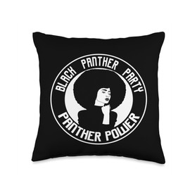 Black History Panther Party Logo Afro Hair Throw Pillow