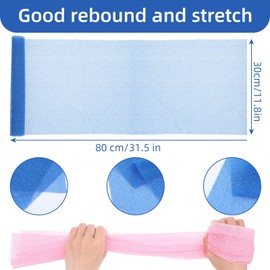 oruola 4pcs African Wash Net,African Net Sponge with Knots,African Net Cloth,Exfoliating Net Sponge for Deep Cleaning,80 x 30 cm Long African Shower Sponge for Men and Women(Purple,Blue,Brown,Pink)