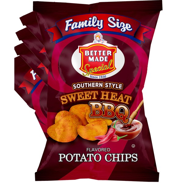 Better Made Special Family Size Potato Chips - 8 Pack - 8 x 8.5 oz Bags - Party Lunch Snacks (Sweet Heat BBQ) - Crispy, Crunchy, Salty Snacks Made From Fresh Potatoes - Gluten Free - Family Owned and Operated