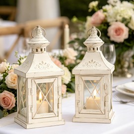 TRIROCKS - Juego de 2 faroles decorativos para velas de 11 pulgadas de alto, soporte para velas de metal, farol colgante perfecto para decoración del hogar, Halloween, sala de estar, fiestas, eventos