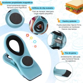 18 Piezas Clips para Bolsas de Alimentos con Imán - Pinzas Herméticas Grandes Mejoradas para Bocadillos, Café y Patatas Fritas - Multicolor, Resistente para Cocina, Viajes y Oficina