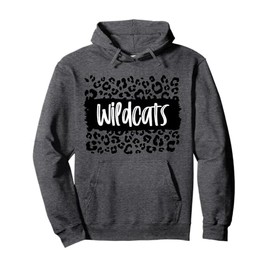 Wildcats Team Mascot School Spirit Game Night Leopard Print Pullover Hoodie