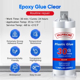 VICPRICME Plastic Glue, 1.76oz Clear epoxy Glue, All Purpose Repair Glue, can Bond Metal, Wood, Glass, Fiberglass, Carbon Fiber, Most Plastics, Rubber (3)