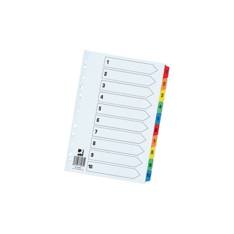 Q-Connect 1-10 Index Extra Wide Reinforced Multi-Colour Tabs KF76984