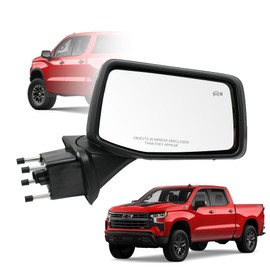 Convitex Passenger Right Side Door Mirror for 2019-2024 Chevy Silverado 1500, with Heated Power Glass and BSM Blind Spot Light Temperature Sensor Manual Folding (8 Pins)