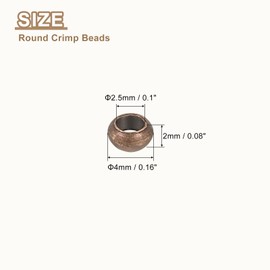 uxcell - 200 abalorio redondas para engarzar, de latón de 4 mm, abalorio sueltas de metal con extremos de abrazadera de metal para hacer pulseras, joyas, manualidades, bricolaje, bronce rojo
