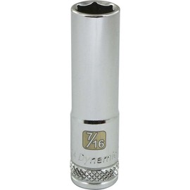 Dynamic Tools 3/8" Drive 6 Point Sae, 7/16" Deep Length, Chrome Finish Socket