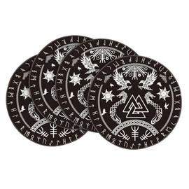 Artoid Mode Viking Tree of Life Raven Helmet of Awe Place Mats Set of 4 37 cm Kitchen Table Decoration Indoor Holiday Party Decor