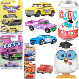 Mr. Owl Tootsie Ad Icon Figure Retro Soda TIn Can Bundled with Sweet Rides Charleston Dot 100 Mustang Razzle Grand 5 Items