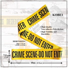 Kobe1 Crime Scene Kit:Crime Scene Barrier Tape,Do Not Enter (10mx1),Evidence Collection Bags (x4),Photo Evidence Markers, Frames(Cards:1 to 20),(7cm x 4cm Folded)