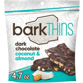 barkTHINS Dark Chocolate Coconut and Almond Snacking Chocolate Bags, 4.7 oz (6 Count)