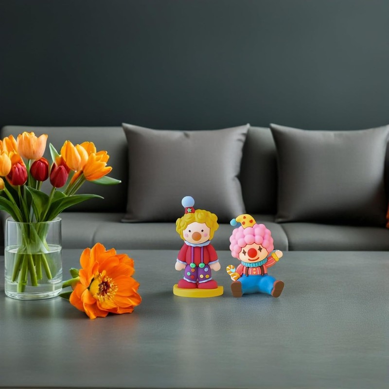 Mini estatua de payaso adorable – 2 piezas de plástico