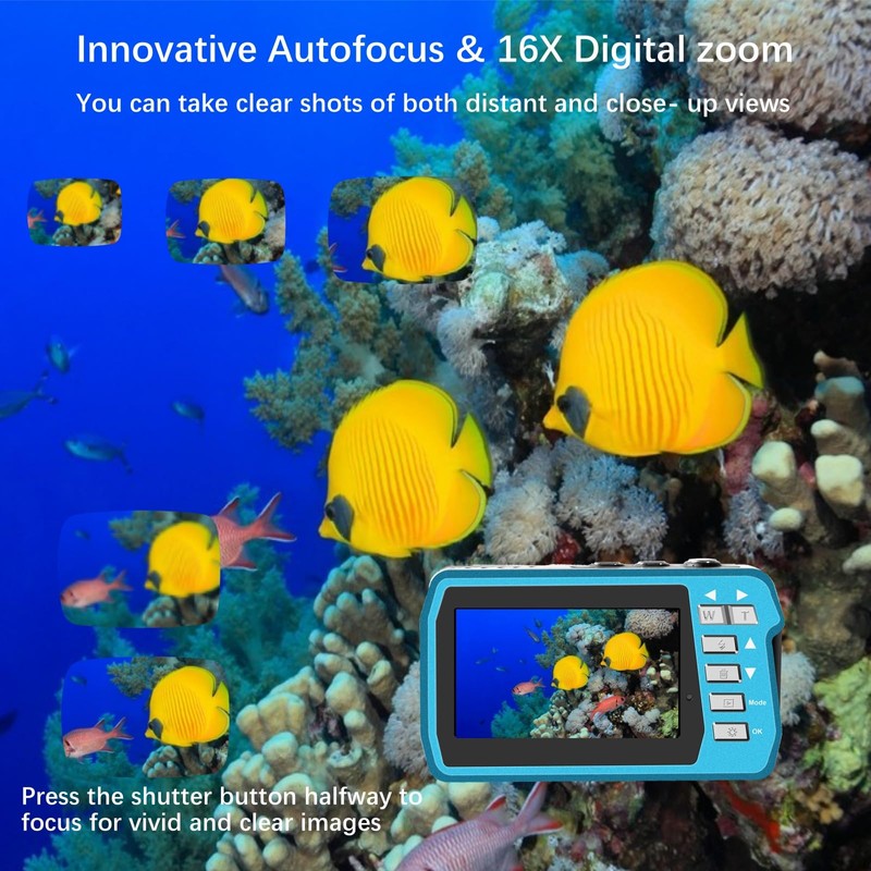Underwater Camera for Snorkeling, 10FT Waterproof Digital Camera, Full HD