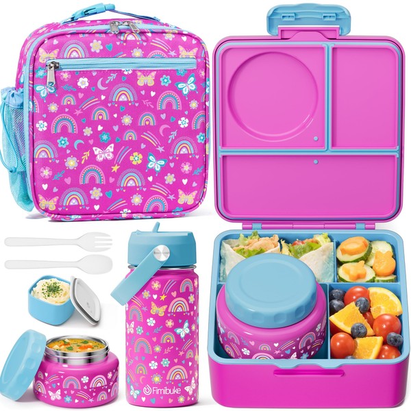 Fimibuke Kids Bento Lunch Box with Thermos, Leakproof Toddler Bento