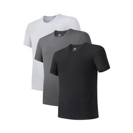 DAVID ARCHY Men's Undershirt Bamboo Rayon Moisture-Wicking T-Shirts Stretch Crewneck Tees for Men, 3-Pack (M, Black/Dark Gray/Light Gray)