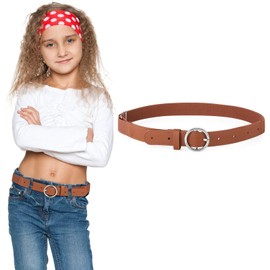 Monopa Kids Elastic Belt for Girls - Adjustable Toddler Stretch Belt for Girls and Boys 3-16 Years (Circle Belt, Brown)