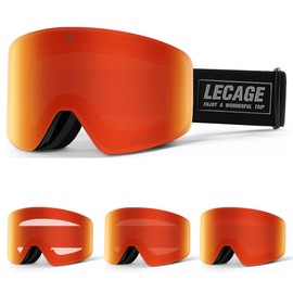 LECAGE Color Changing Ski Goggles, Photochromic Lens, Photochromic Lens, Snowboard Goggles, OTG Wide Field of View, Compatible with Glasses, 100% UV Protection, Anti-UV, Shockproof, Anti-Fog