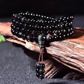 Unbranded Rainbow Eye Obsidian 108 Mala Beads Prayer Necklace Multilayers Healing Bracelet