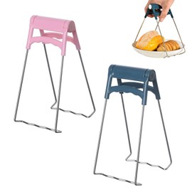 2 Pcs Stainless Steel Hot Bowl Clip Multifunction Anti-scalding Bowl Clip with Plastic Handle Pot Gripper Plate Clip Foldable Bowl Clip Cooking Tool for Kitchen