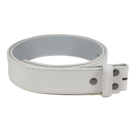Leather Belt Strap with Vintage Distressed Texture 1.5" Wide with Snaps and without Buckle, White, X-Small (26-28)