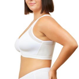 LEADING LADY The Moira - Front-Closure Posture Bra for Everyday Comfort - Front Closure Support Bras for Women White