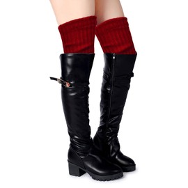 Joyingtwo Thigh Highs Leg Warmers for Women Over Knee High Leg Warmer Crochet Long Socks ((1p) burgundy)