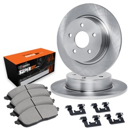 R1 Concepts Rear Brakes and Rotors Kit |Rear Brake Pads| Brake Rotors and Pads| Super Duty Brake Pads and Rotors| Hardware Kit|fits 1999-2004 Jeep Grand Cherokee