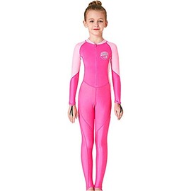 Youth Girls Boys One Piece Water Sports Sun Protection Rash Guard UPF 50+ Long Sleeves Full Suit Swimsuit Wetsuit Swimwear Rose