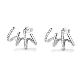 Aretes de garra plata 925 para mujer, Pendientes tuerca con circonia cúbica, hipoalergénica, accesorios de joyería únicos y elegantes para mujeres, Regalos para San Valentín Día Madre (Plata)