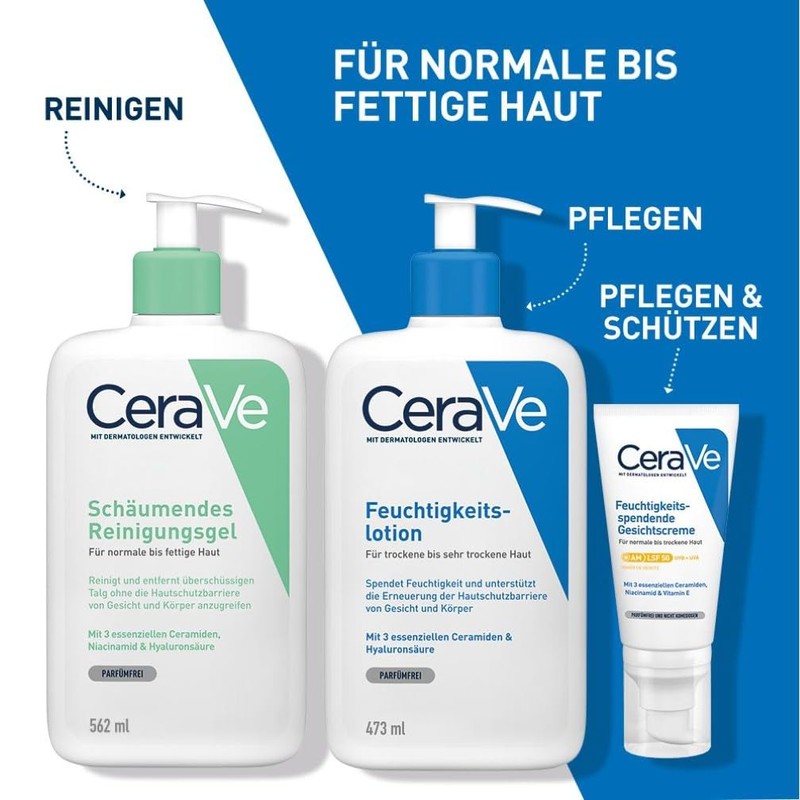 CeraVe Foaming Cleansing Gel for Face and Body, Normal to