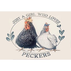 ZMKDLL Funny Tin Sign Just a Girl Who Loves Peckers Chicken Coop Decor Funny Gift Metal Sign Outdoor Indoor Wall Panel Retro Vintage Mural Size 20x30 cm
