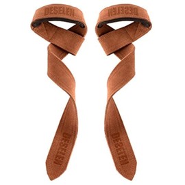 Deselen Leather Weightlifting Straps with Thick Soft Sponge Lining Wrist Loop, Gym Workout Excellent Gripping Deadlift Straps, Great for Bodybuilding