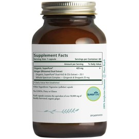 Pure Synergy SuperPure Ginger Extract | 60 Capsules | Made with Organic Ingredients | Non-GMO | Vegan | with 425 mg of Ginger Extract