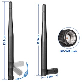 Bingfu WLAN Antenne 2,4 GHz 5 GHz 5,8 GHz 3dBi RP-SMA-Antennen-Ersatz (2 Stück) für WiFi-Router Wireless-Netzwerkkarte USB-Adapter Sicherheits-IP-Kamera Videoüberwachungsmonitor
