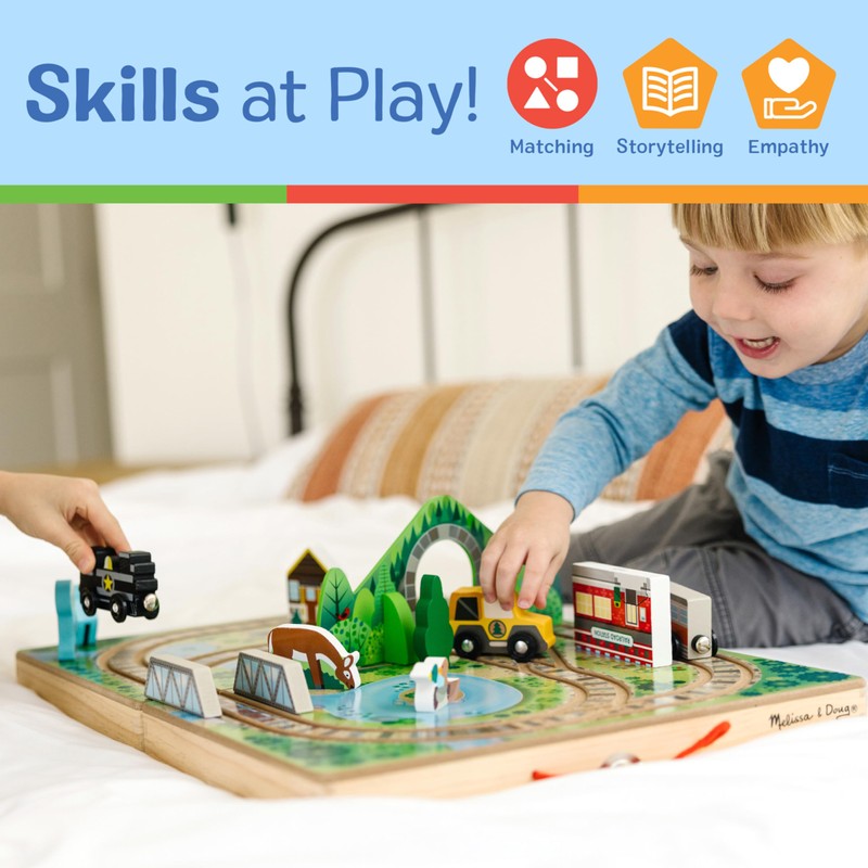 Melissa & Doug Take-Along Railroad Tabletop Playset with Wooden Train