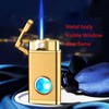 Adjustable Flame Refillable Butane Lighter Lighter, Torch Lighter, Windproof Blue